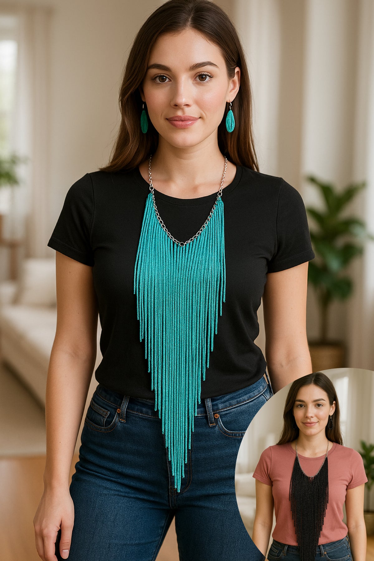 Full Bead Necklace & Earring Set |2 colors|