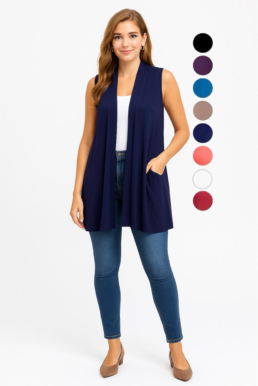 Jo Sleeveless Tank Vest with Pockets