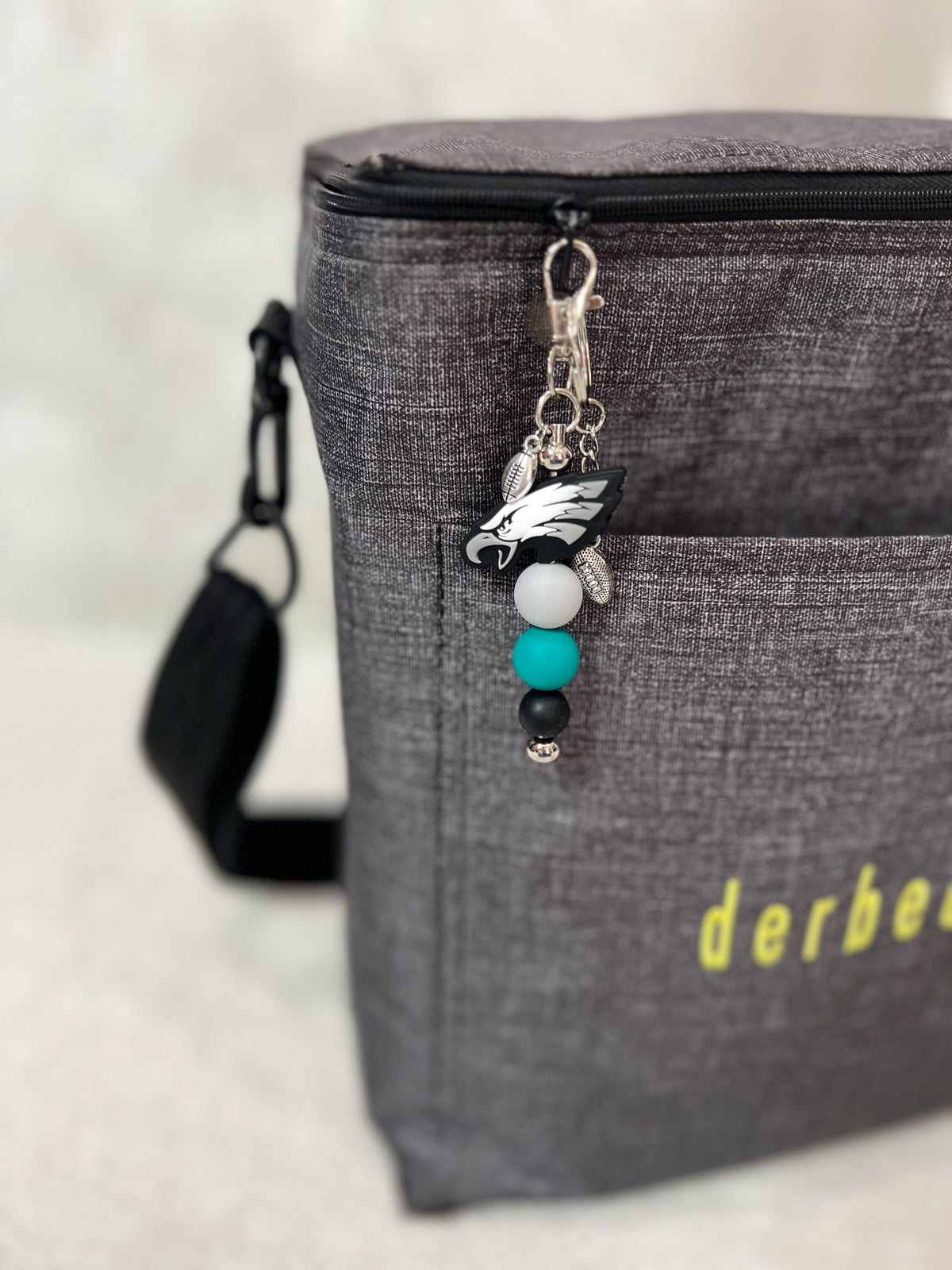 Philly Sports fan Eagle Keychain Clasp with beads in team colors