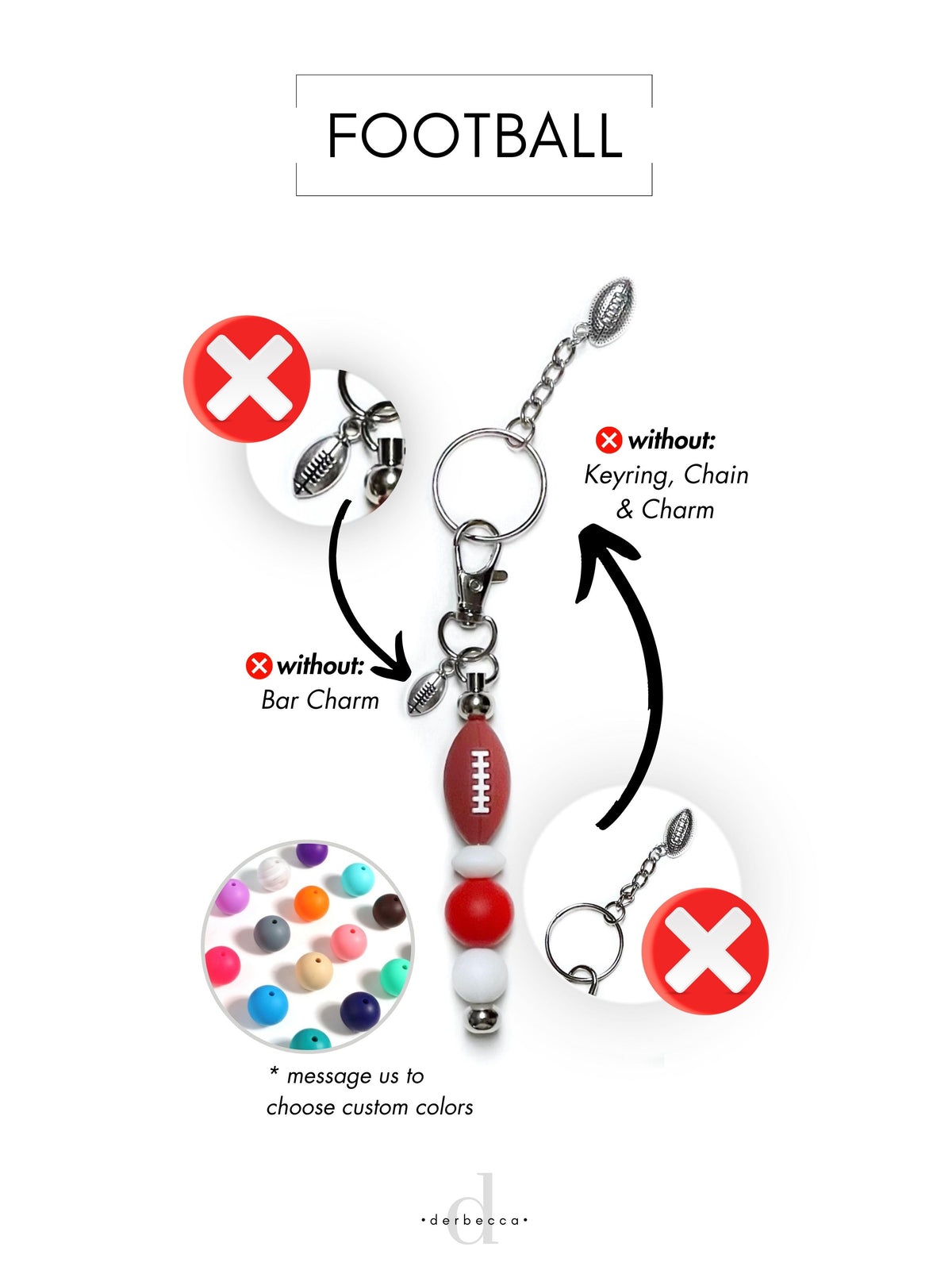 Sports Football Team Silicone Keychain
