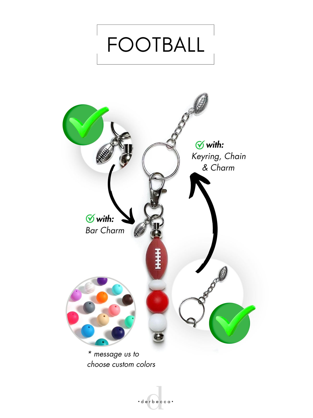 Sports Football Team Silicone Keychain