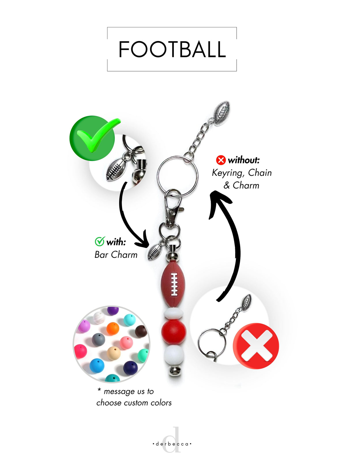 Sports Football Team Silicone Keychain