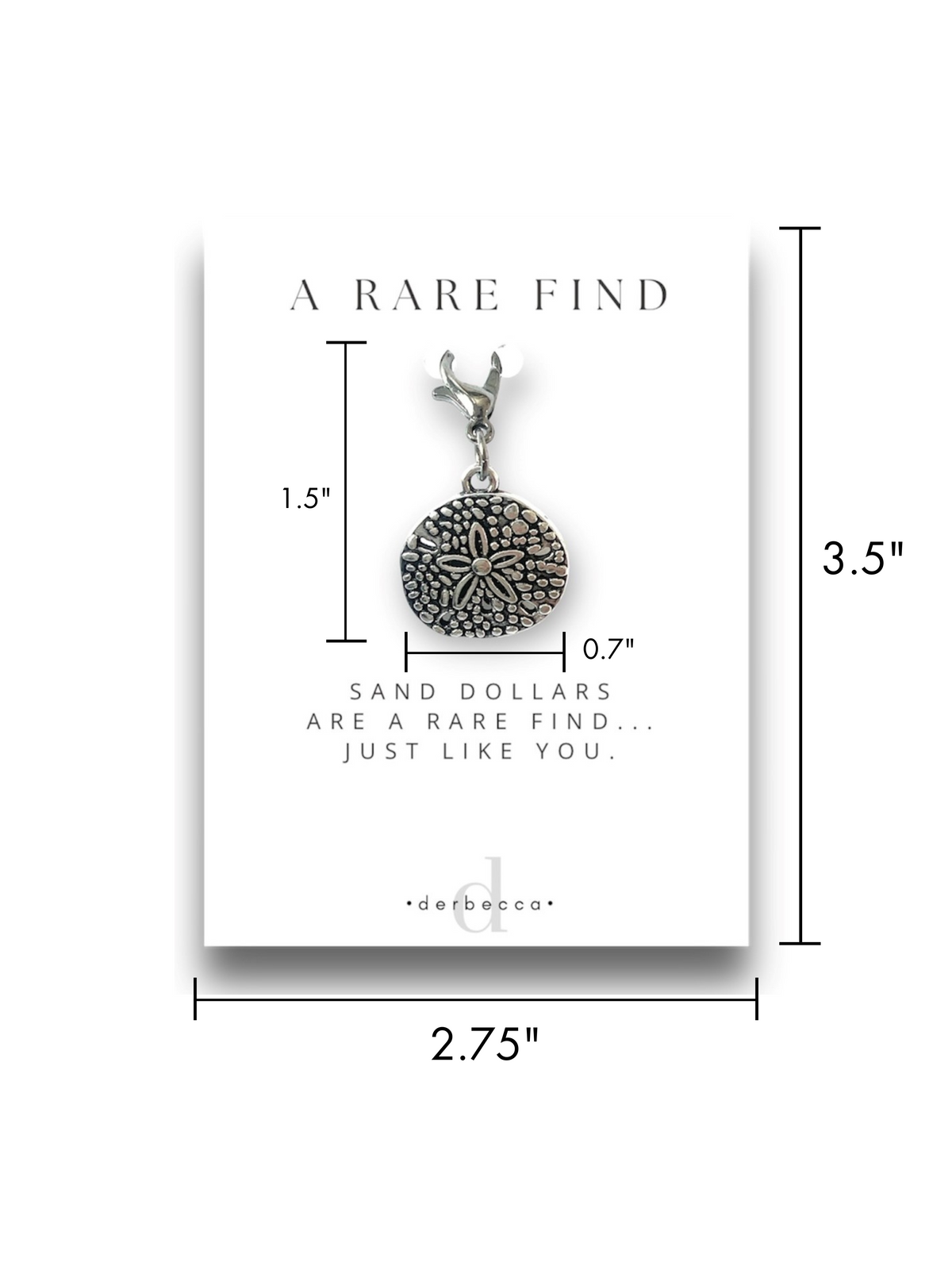 Sand Dollar Charm & Gift Card Measurements