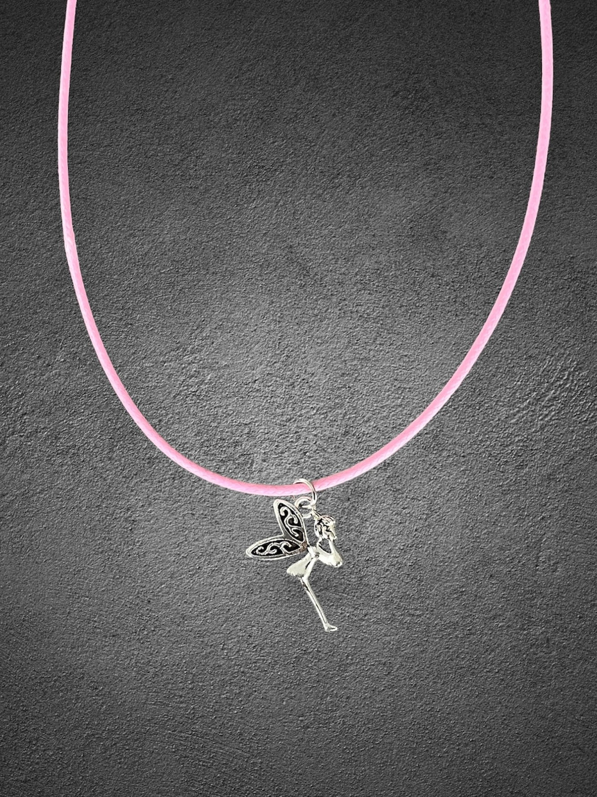 Silver Charm Fairy Disney Princess Tinker Bell on pink chain