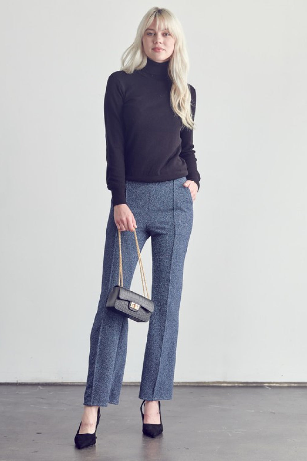 LAST ONE sz SMALL Center Seam Straight Leg Pants in Denim Blue