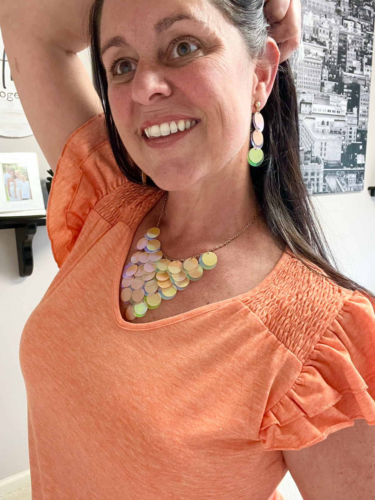 Mermaid Sequin Necklace & Earring Set