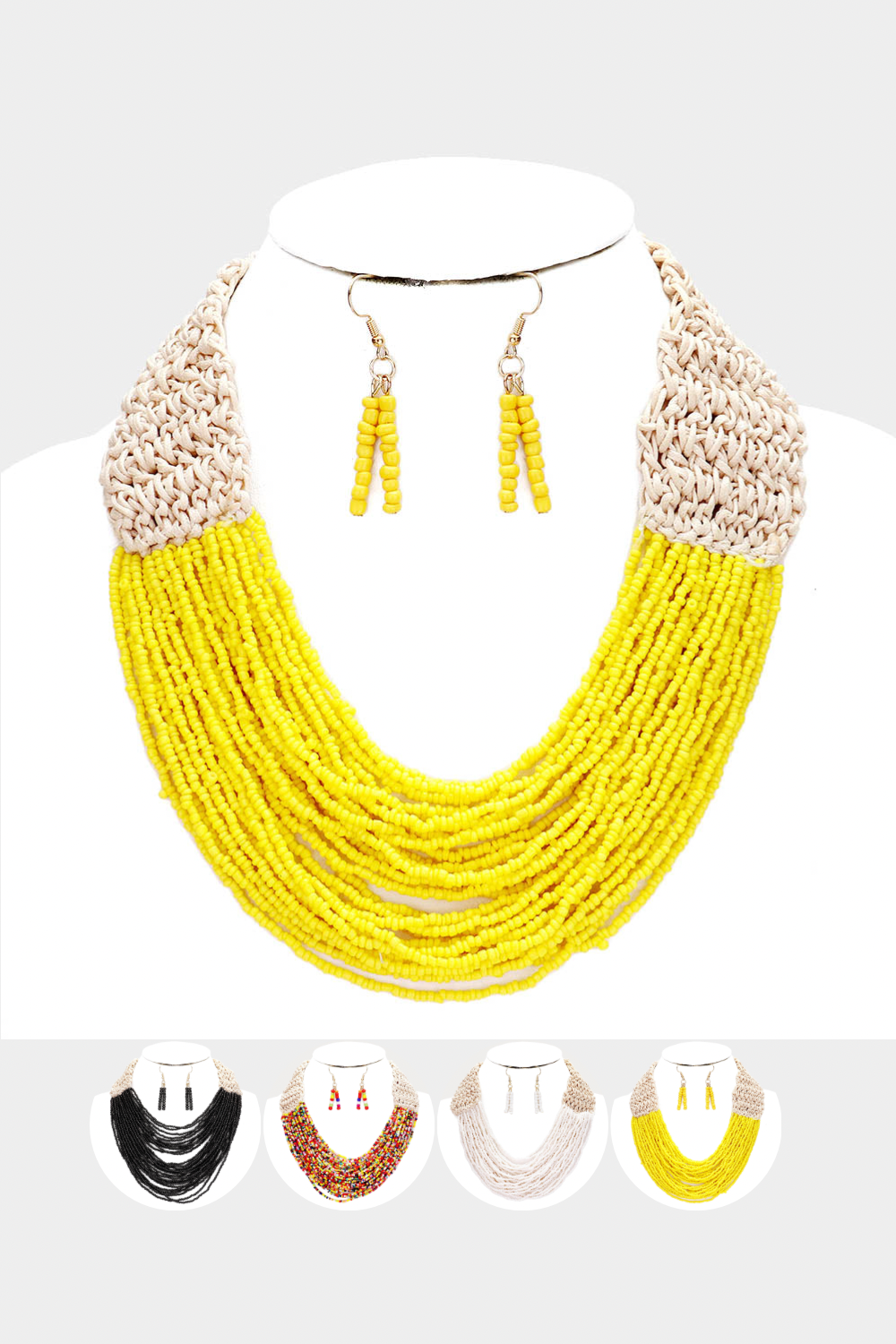 Bead Necklace & Earring Set |4 colors|