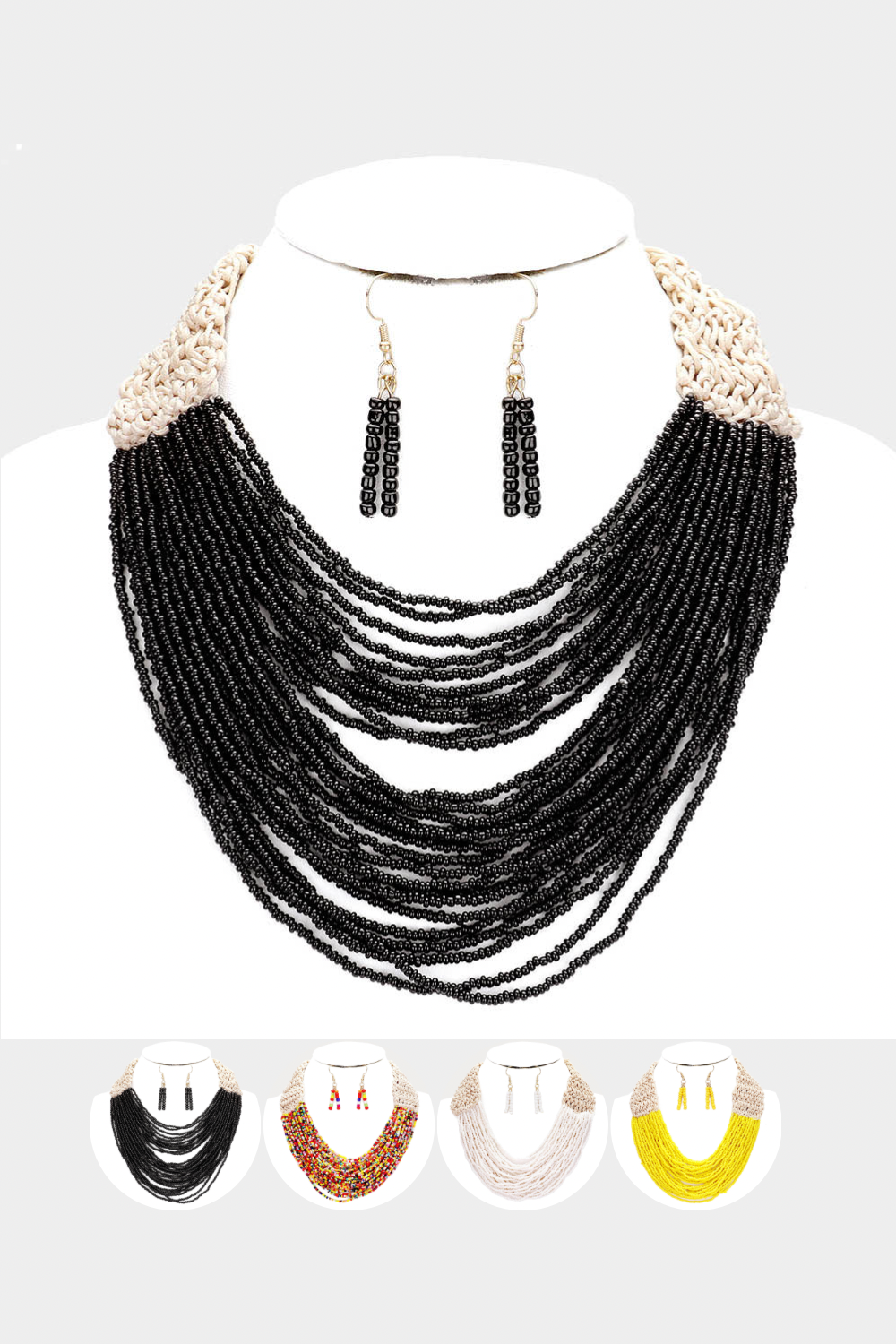 Bead Necklace & Earring Set |4 colors|