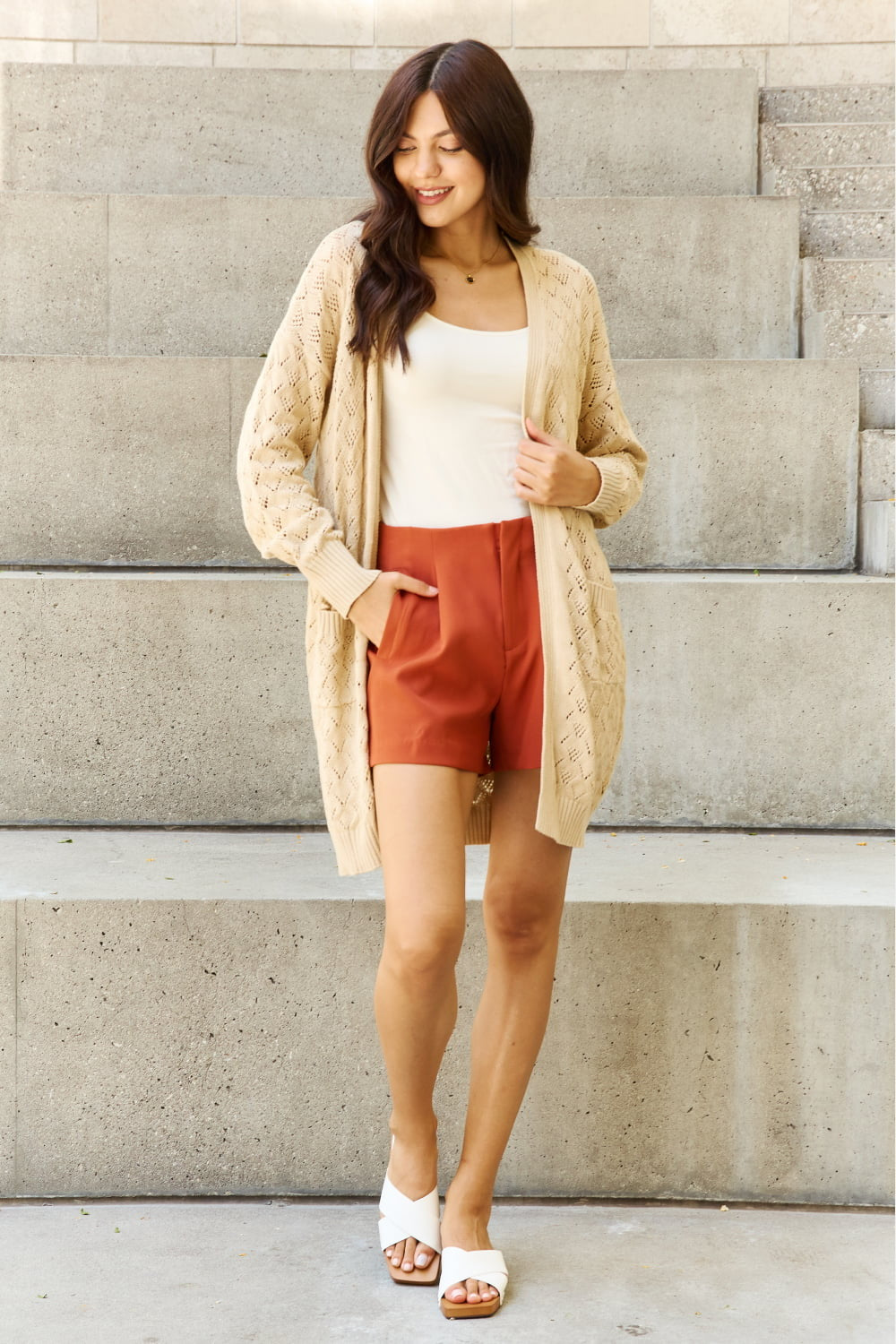 Every Little Thing Pleated High Waisted Shorts in Ochre