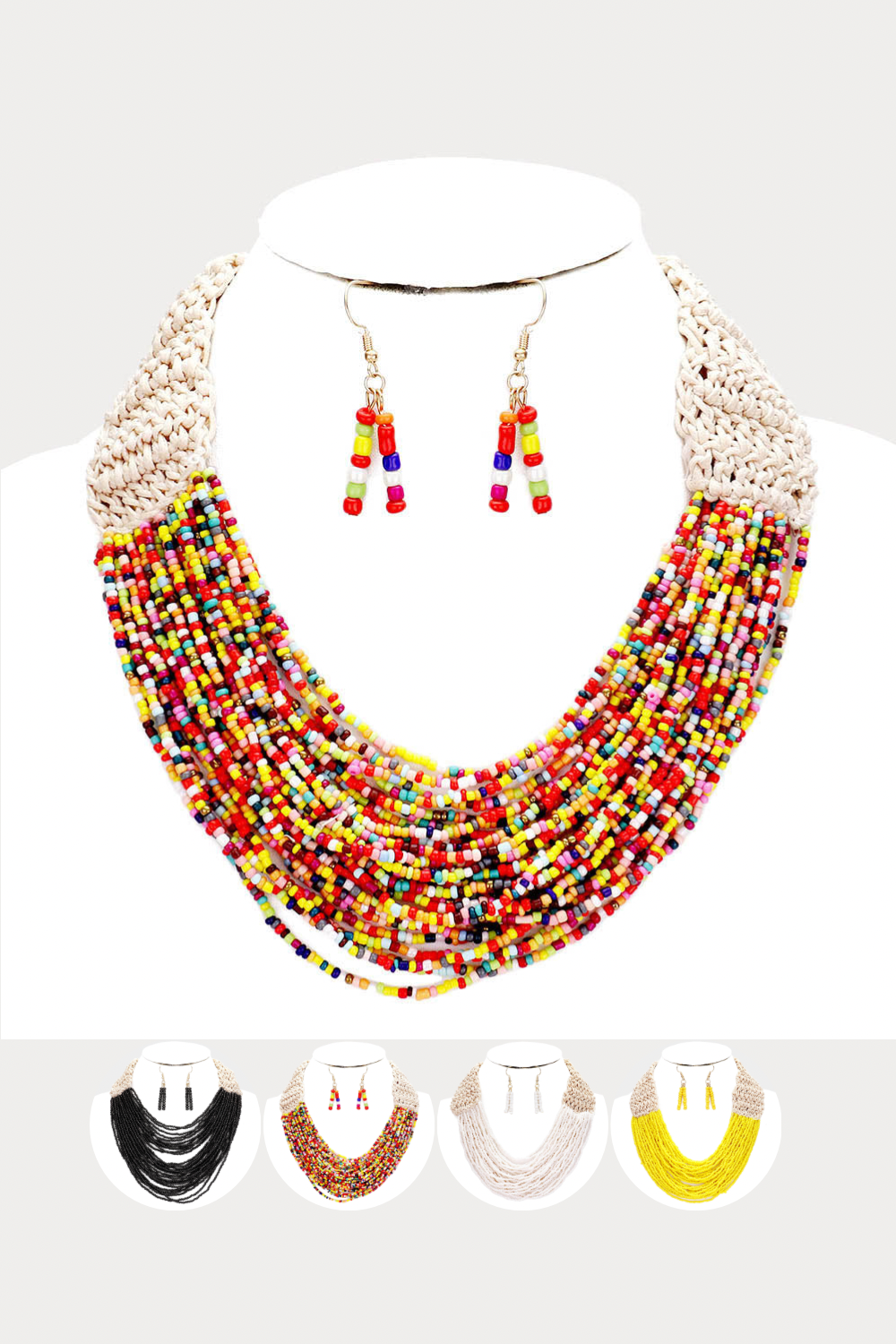 Bead Necklace & Earring Set |4 colors|