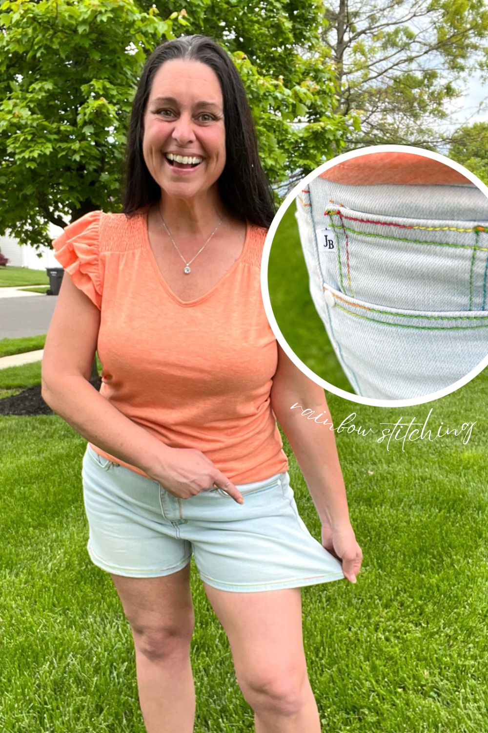 Judy Blue Rainbow Stitching Denim Shorts