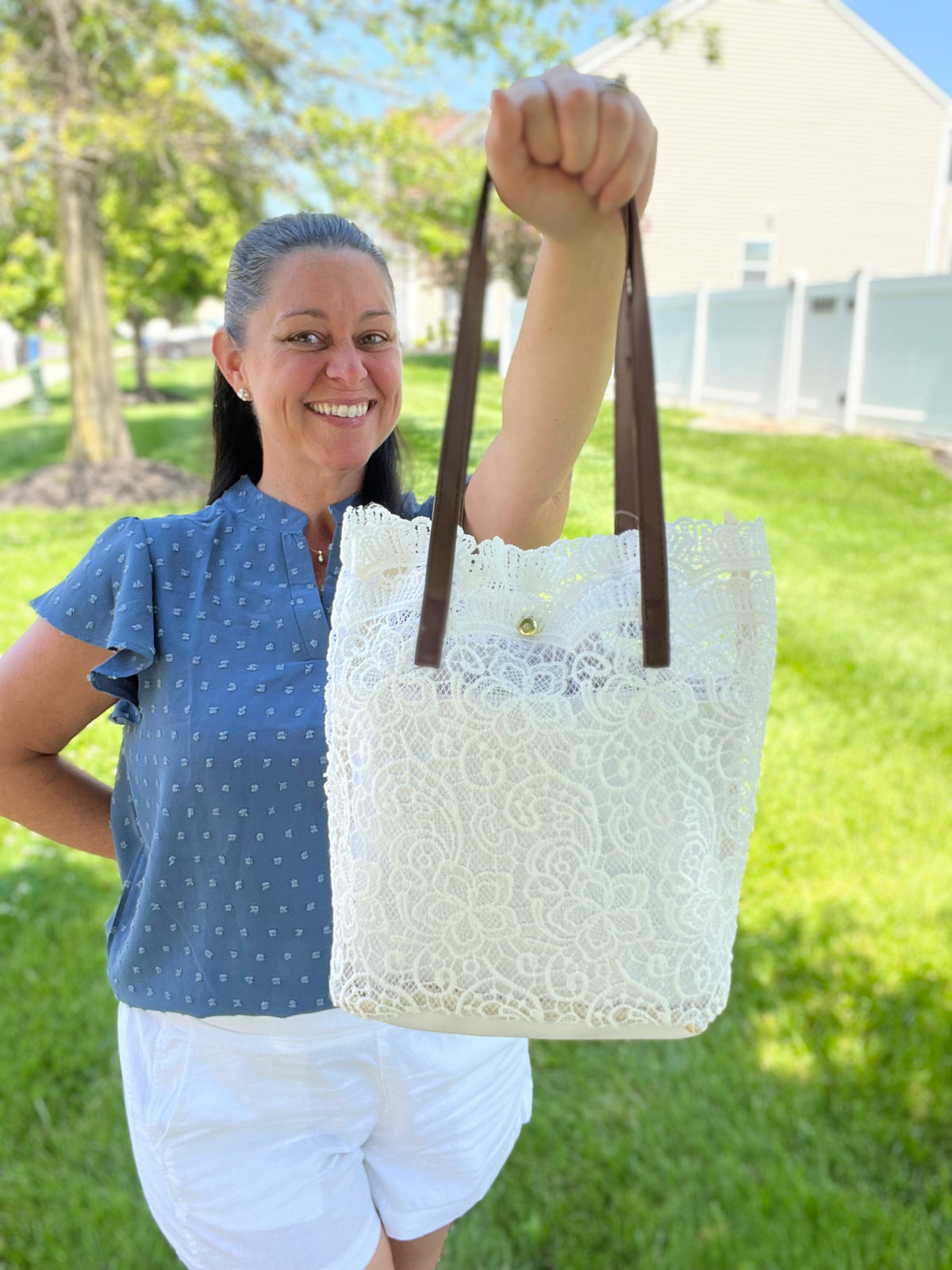 Crochet Lace Shoulder Tote Bag |2 colors|