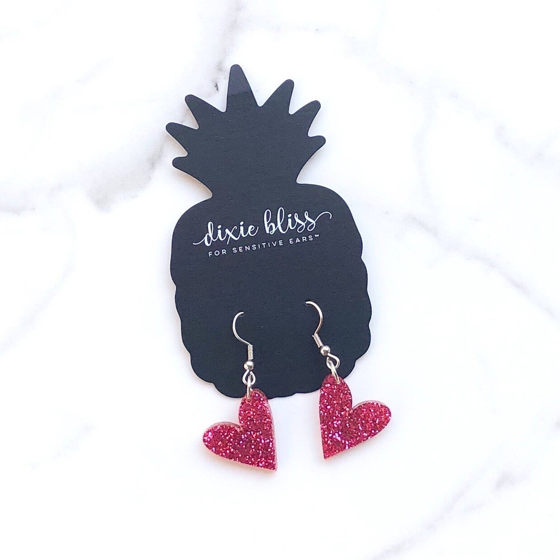 Dixie Bliss Earrings: Love Petite Hearts in Raspberry