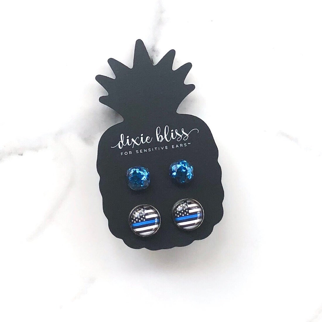 Dixie Bliss Earrings: Blue Line
