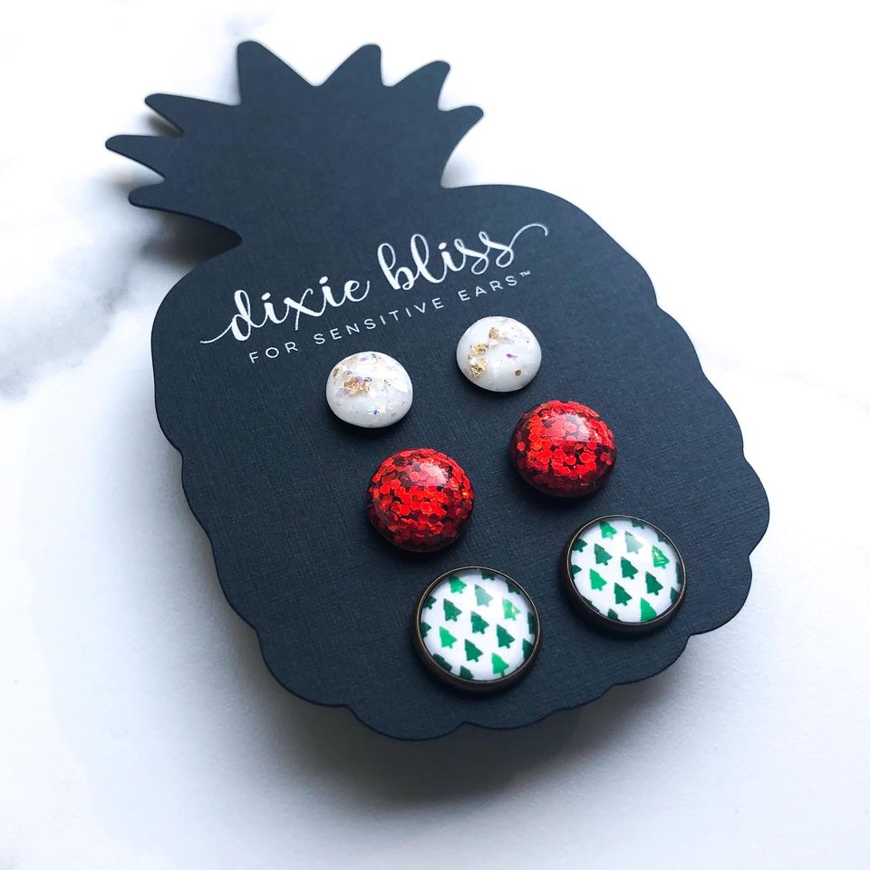 hypoallergenic dixie bliss christmas earrings holiday christmas trees