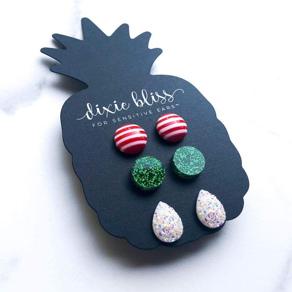 hypoallergenic dixie bliss christmas earrings holiday