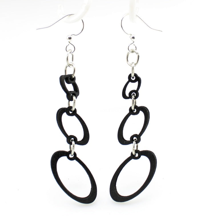 Wooden Orbital Dangle Earrings in Black