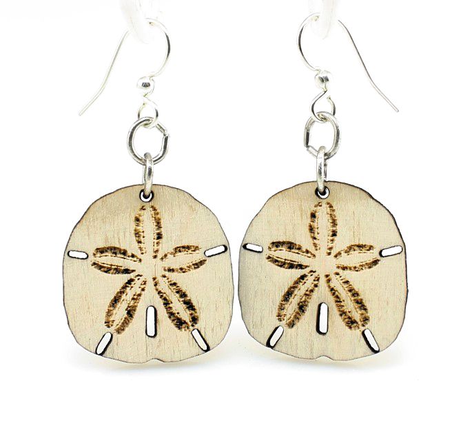 Wooden Sand Dollar Earrings