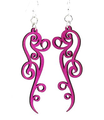 Wooden Ornate Scroll Earrings | 4 colors |