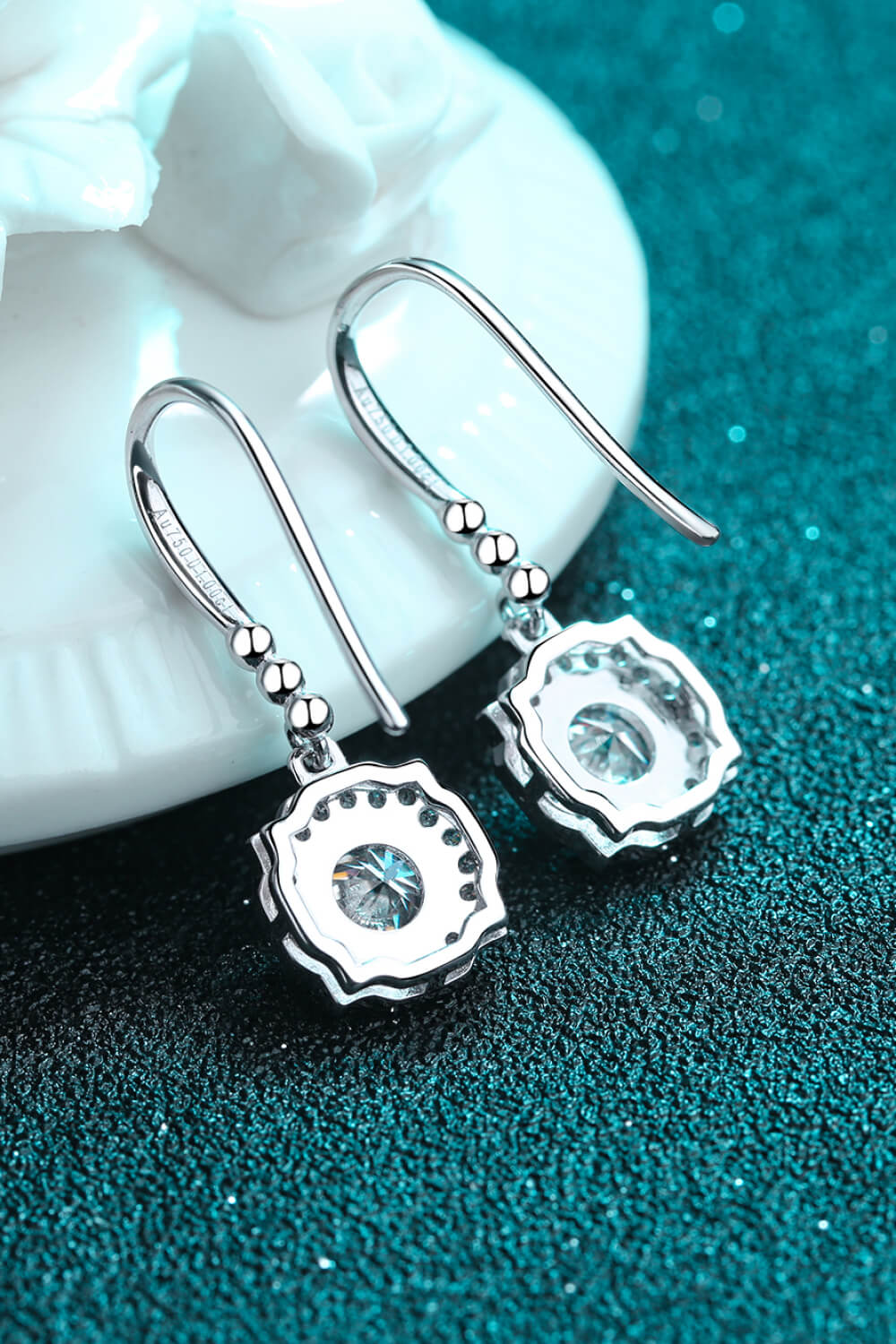 925 Sterling Silver Moissanite Hook Earrings 1 Carat