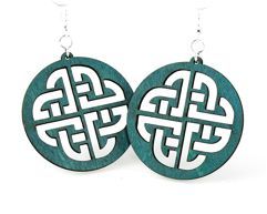 Wooden Celtic Sign Earrings in Green