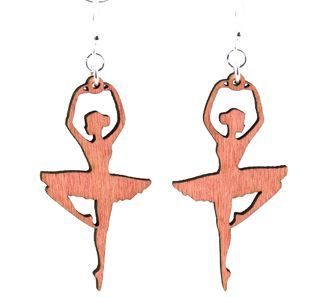 Wooden Pink Ballerina Earrings