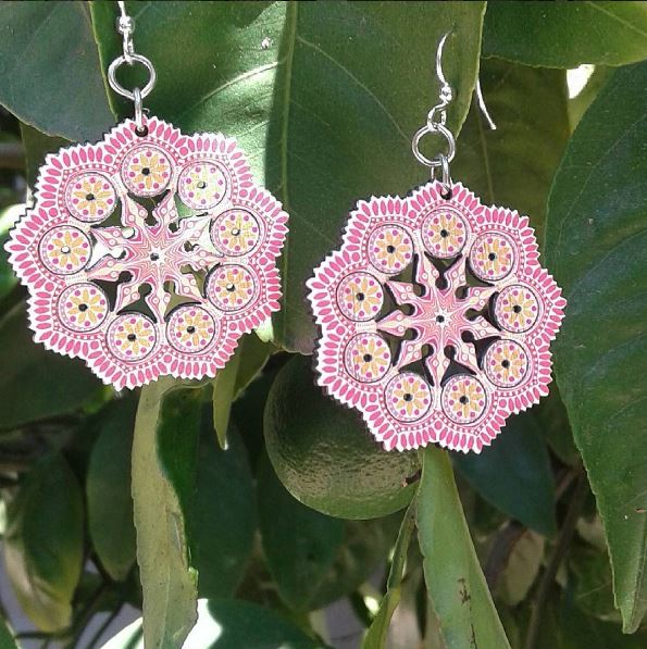 Wooden Spring Mandala Earrings