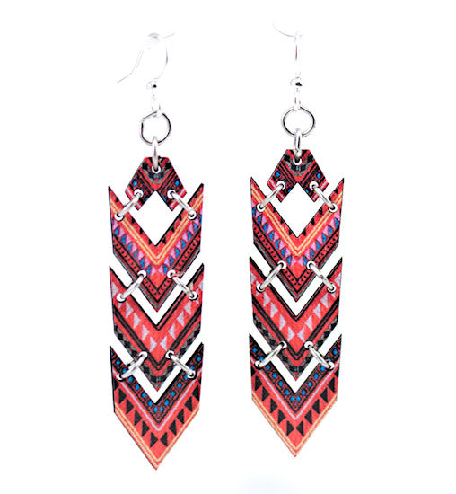 Wooden African Chevron Earrings