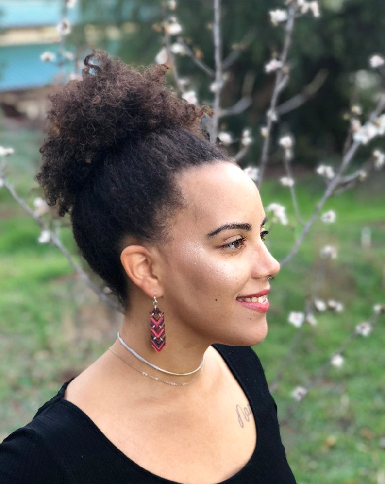 Wooden African Chevron Earrings