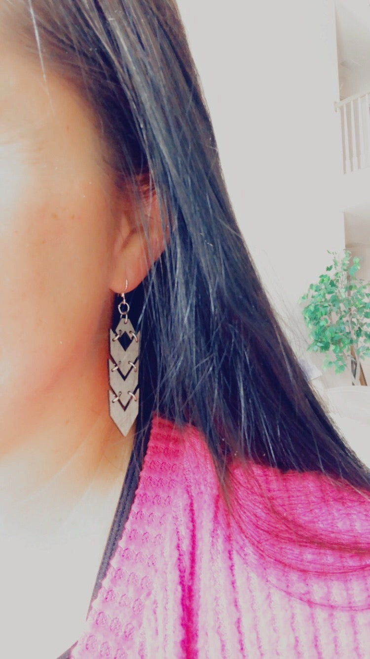 Wooden Tight Chevron Earrings | 3 colors |