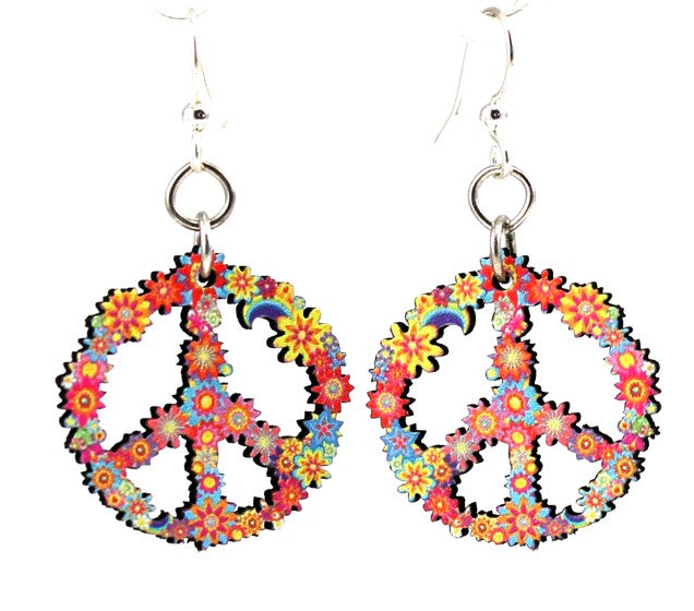 Wooden Blossom Peace Earrings