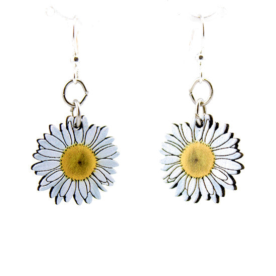 Wooden Daisy Blossom Earrings