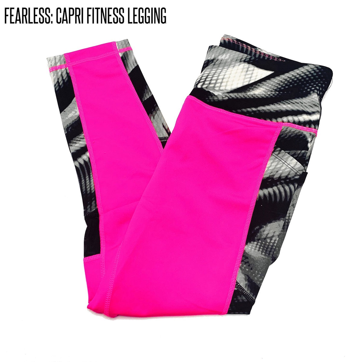 Fearless Athleisure Capri Legging 2XL Pink & Black