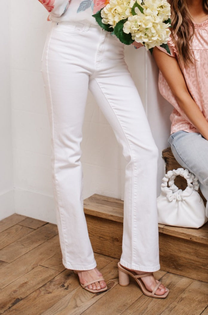 LAST ONE sz 13 Pure White High Waist Boot Cut Jeans
