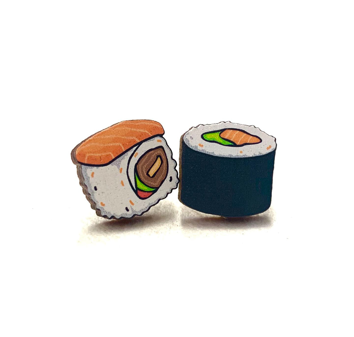 Wooden Sushi Stud Earrings