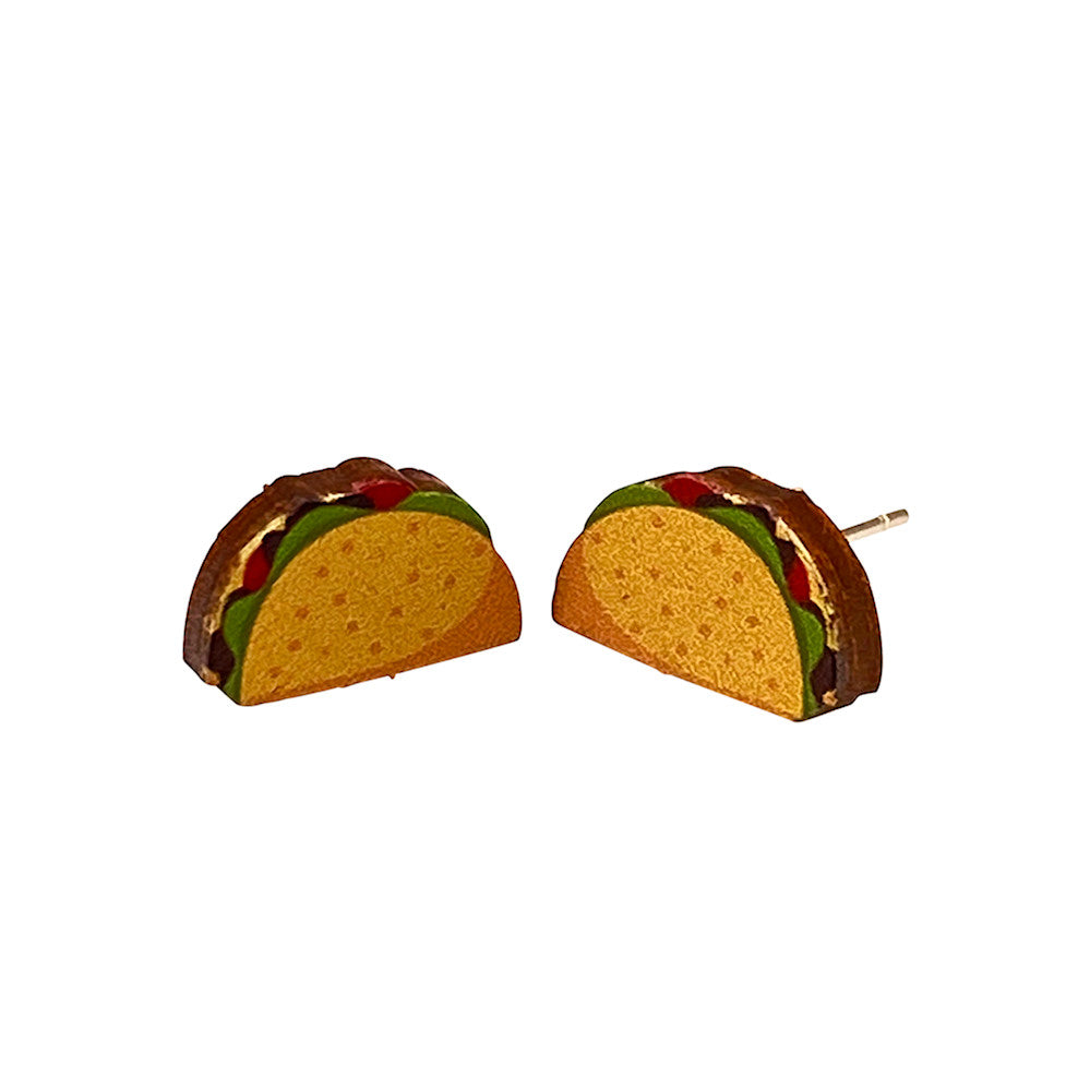 Wooden Taco Stud Earrings