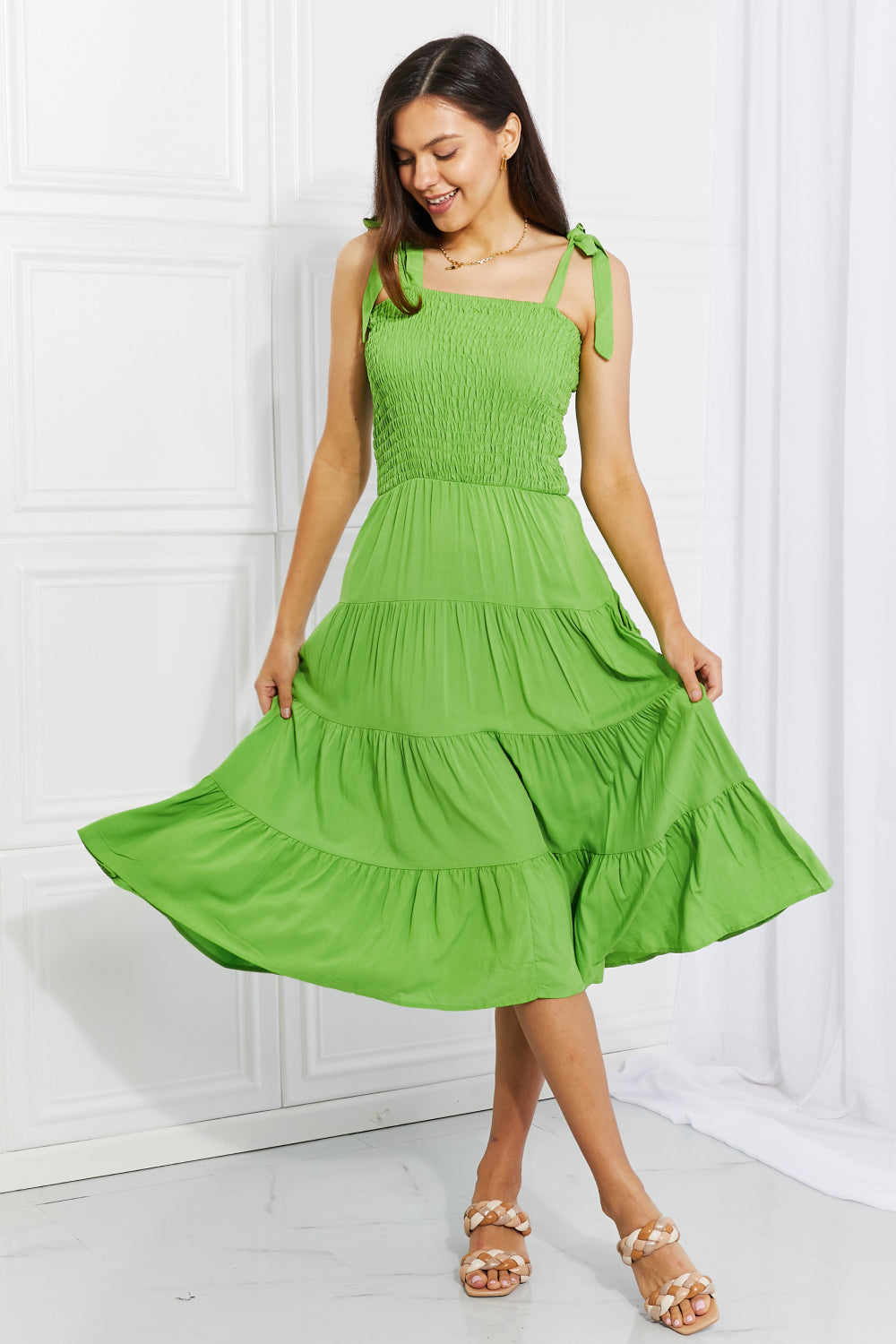 Madeline Pocket Dress in Lively Lime