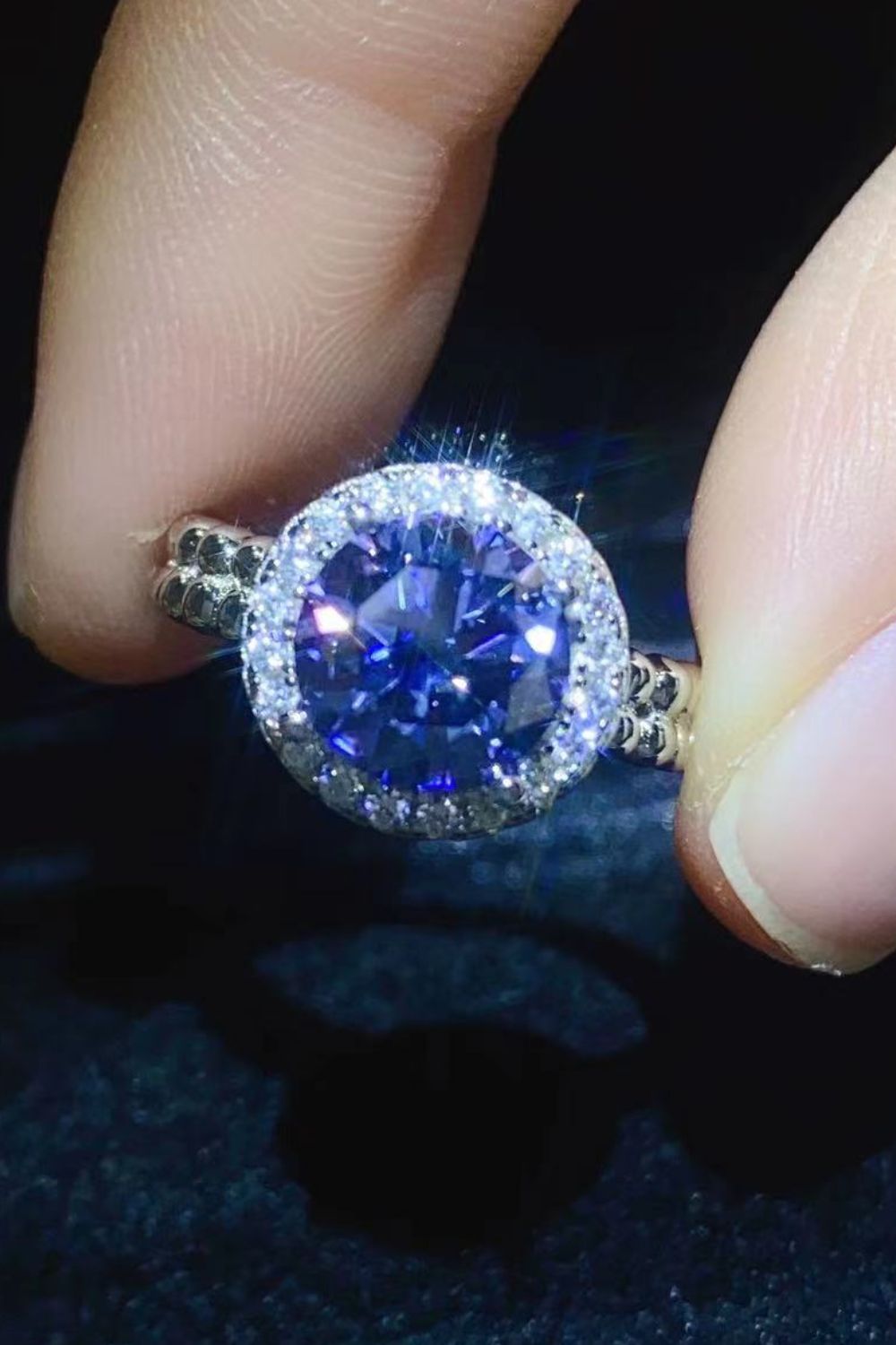 Let It Go 2 Carat Blue Moissanite Ring