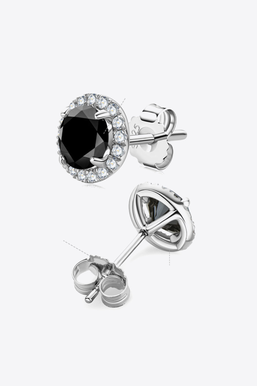 Two-Tone 4-Prong Black Moissanite Stud Earrings