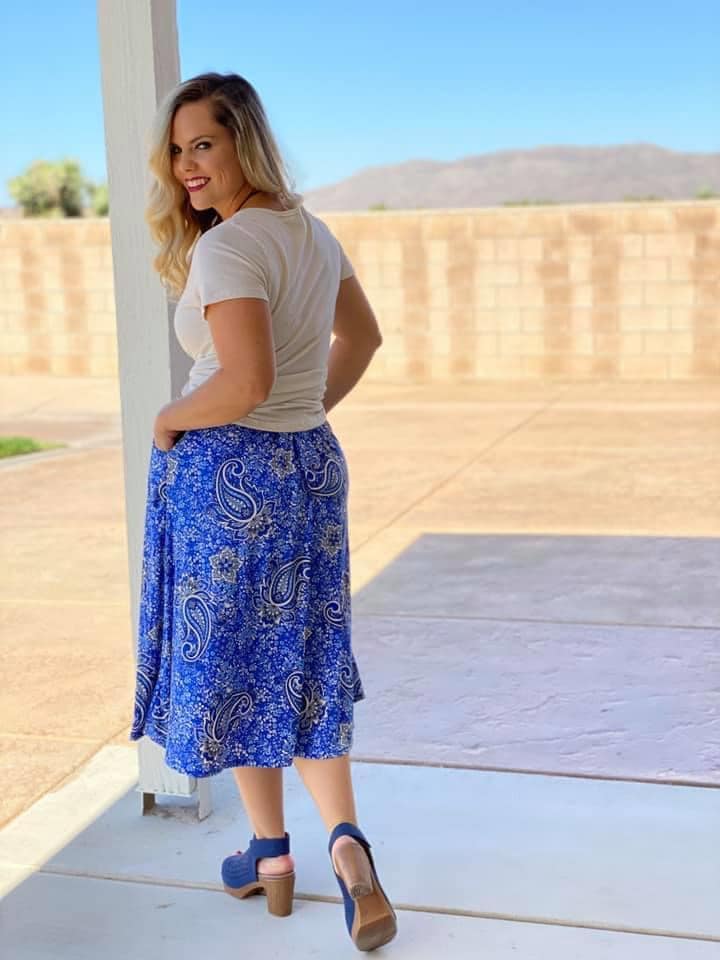 Marsha Skirt 2XL Blue Paisley