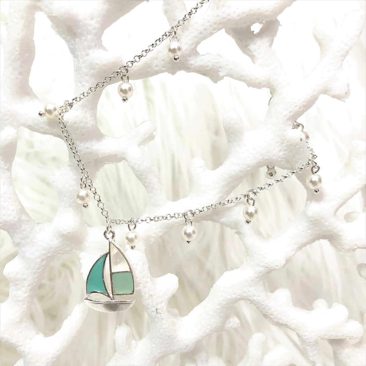 sailboat anklet pearls extender chain