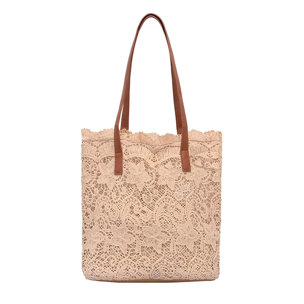 Crochet Lace Shoulder Tote Bag |2 colors|