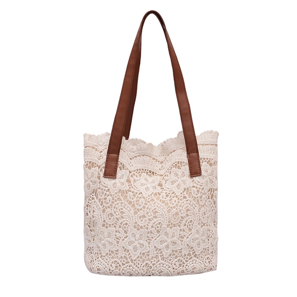 Crochet Lace Shoulder Tote Bag |2 colors|