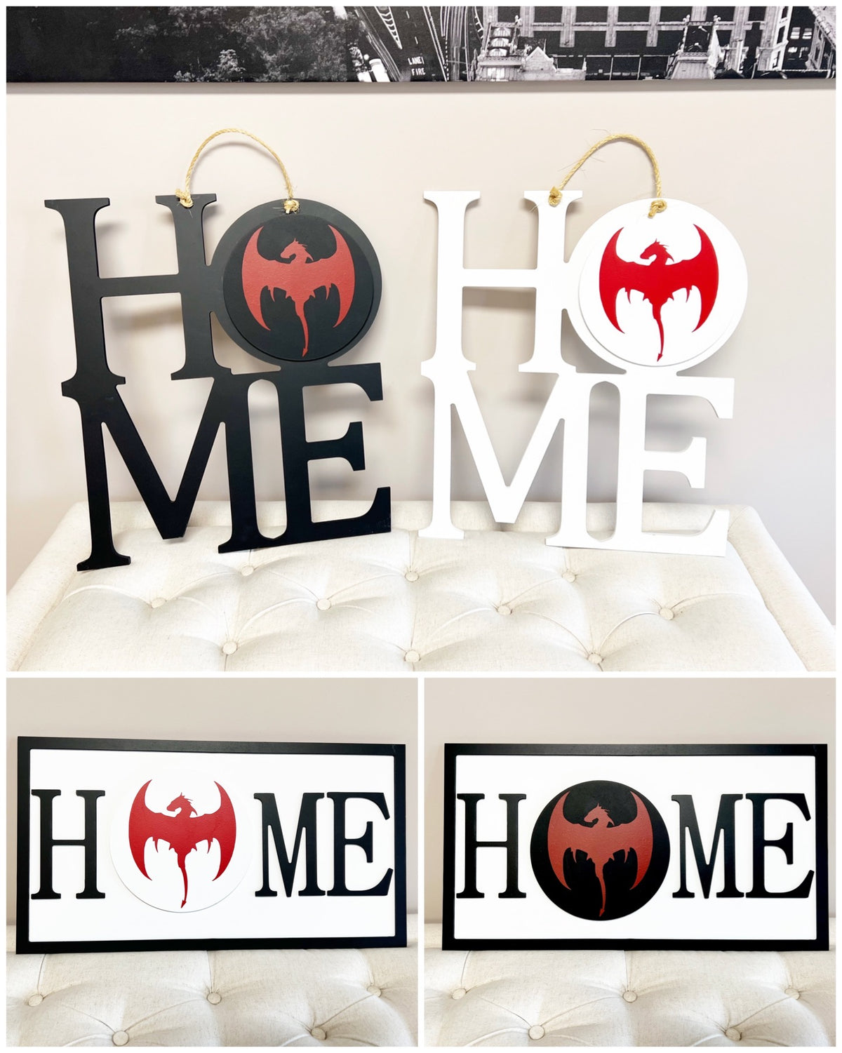 Dragon GOT Interchangeable Wooden Home Sign Interior or Exterior Door Decor Door Hanger - One sign that you can display all year long. Choose your wood base and your favorite interchangeable medallions and simply swap out the medallions as the holidays and seasons come and go.