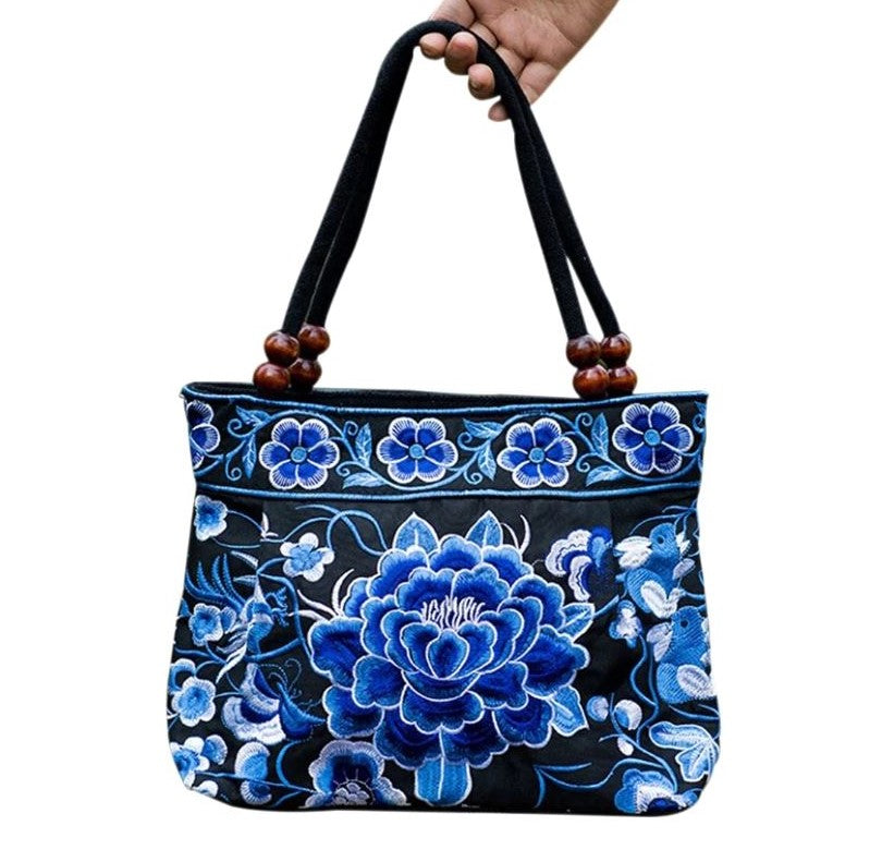 Embroidered Peony Handbag Purse |2 colors|