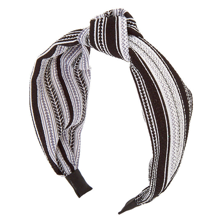 Black & White Crepe Knotted Headband