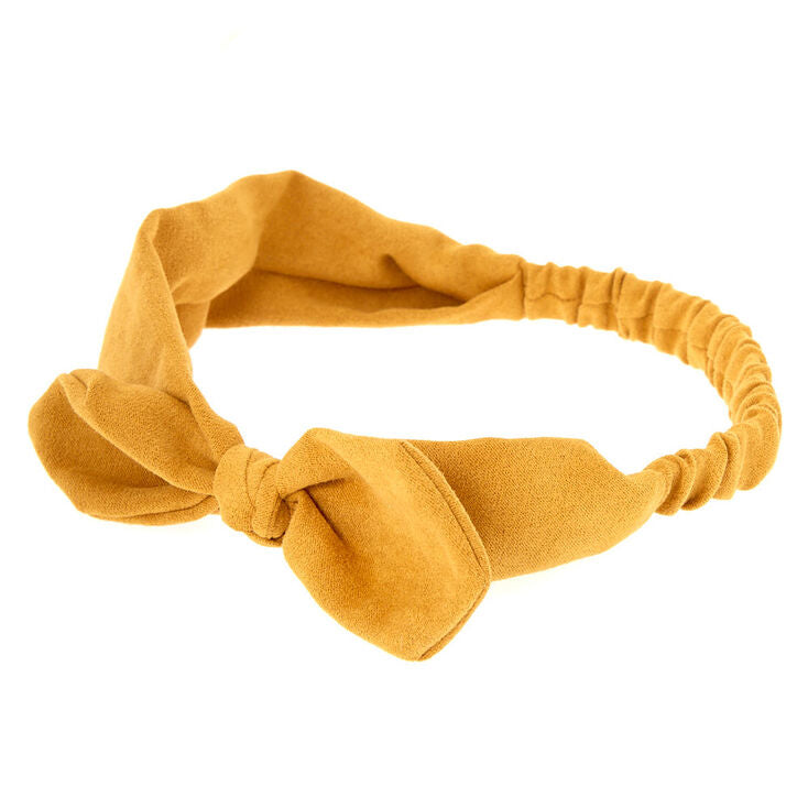 Mustard Suede Bow Headband Wrap