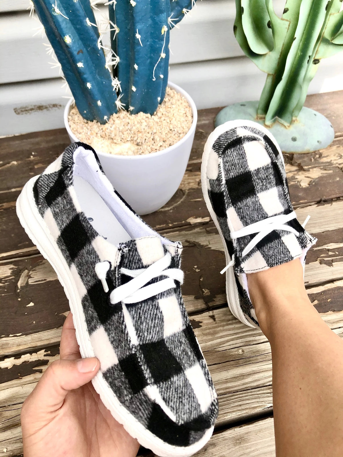 Gypsy Jazz Slip On Sneaker Black & White Plaid