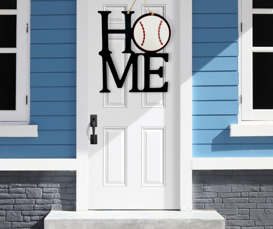 Baseball Home Decor | Interchangeable Wooden Home Sign Interior or Exterior Door Decor Door Hanger - One sign that you can display all year long. Choose your wood base and your favorite interchangeable medallions and simply swap out the medallions as the holidays and seasons come and go.