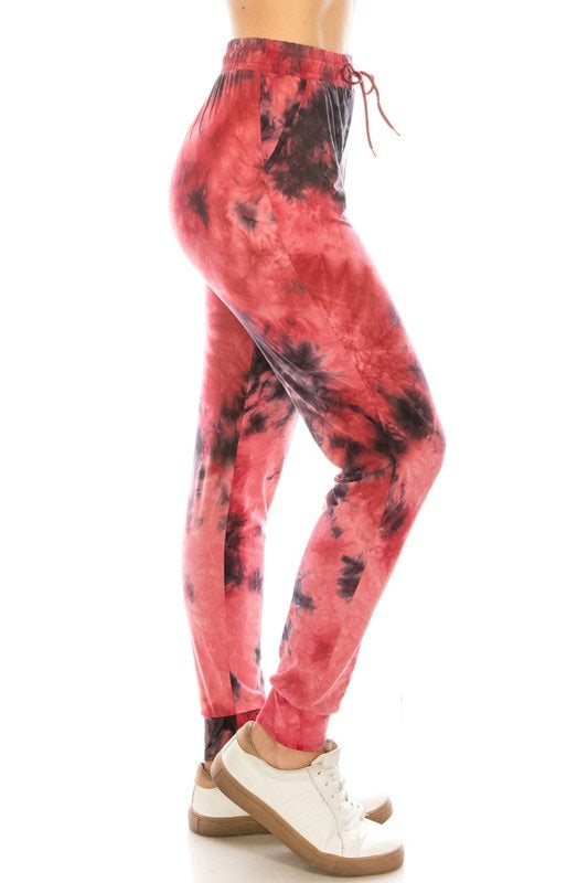 Legging Material Jogger Pant Pink Tie Dye